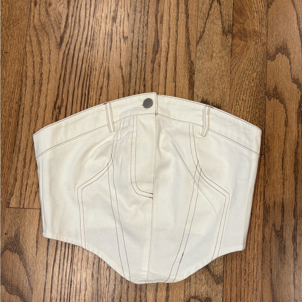 Superdown White Corset denim sleeveless top
